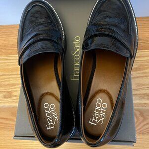 Franco Sarto Balin Black Crinkleather Loafer